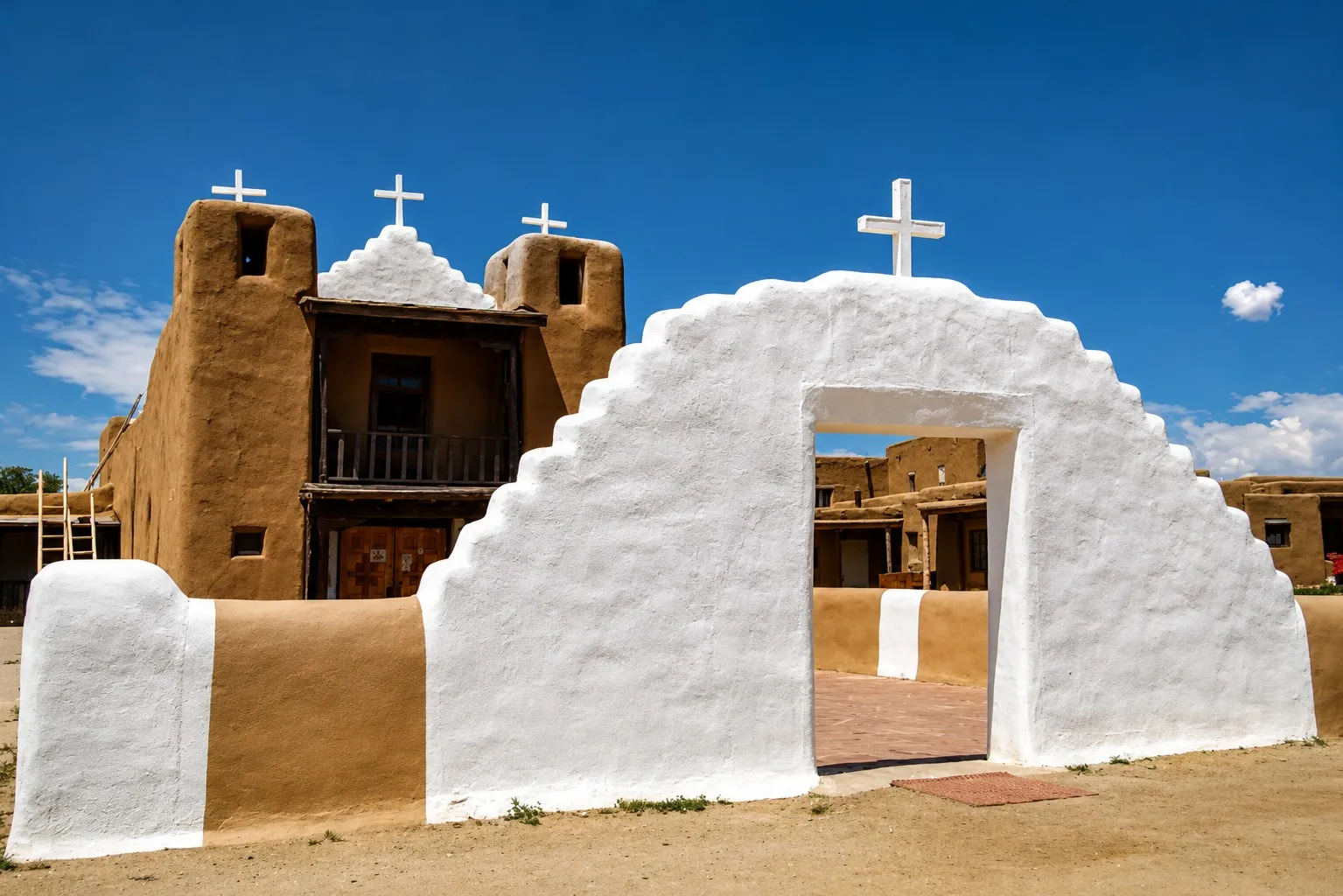 Photograph of Church at Taos Pueblo, New Mexico.