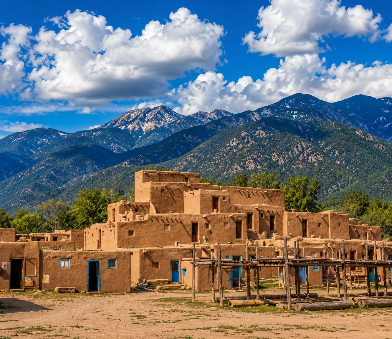 Photograph of Taos Pueblo at Taos Pueblo, New Mexico.