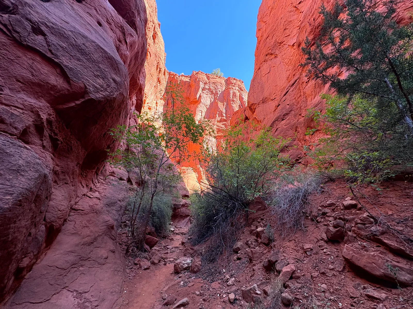 Layered red rock formations in Walatowa Slot Canyon